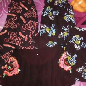 2 PAIR COTTON PJ BOTTOMS & 1 PAIR SILKY SHORTS Lg